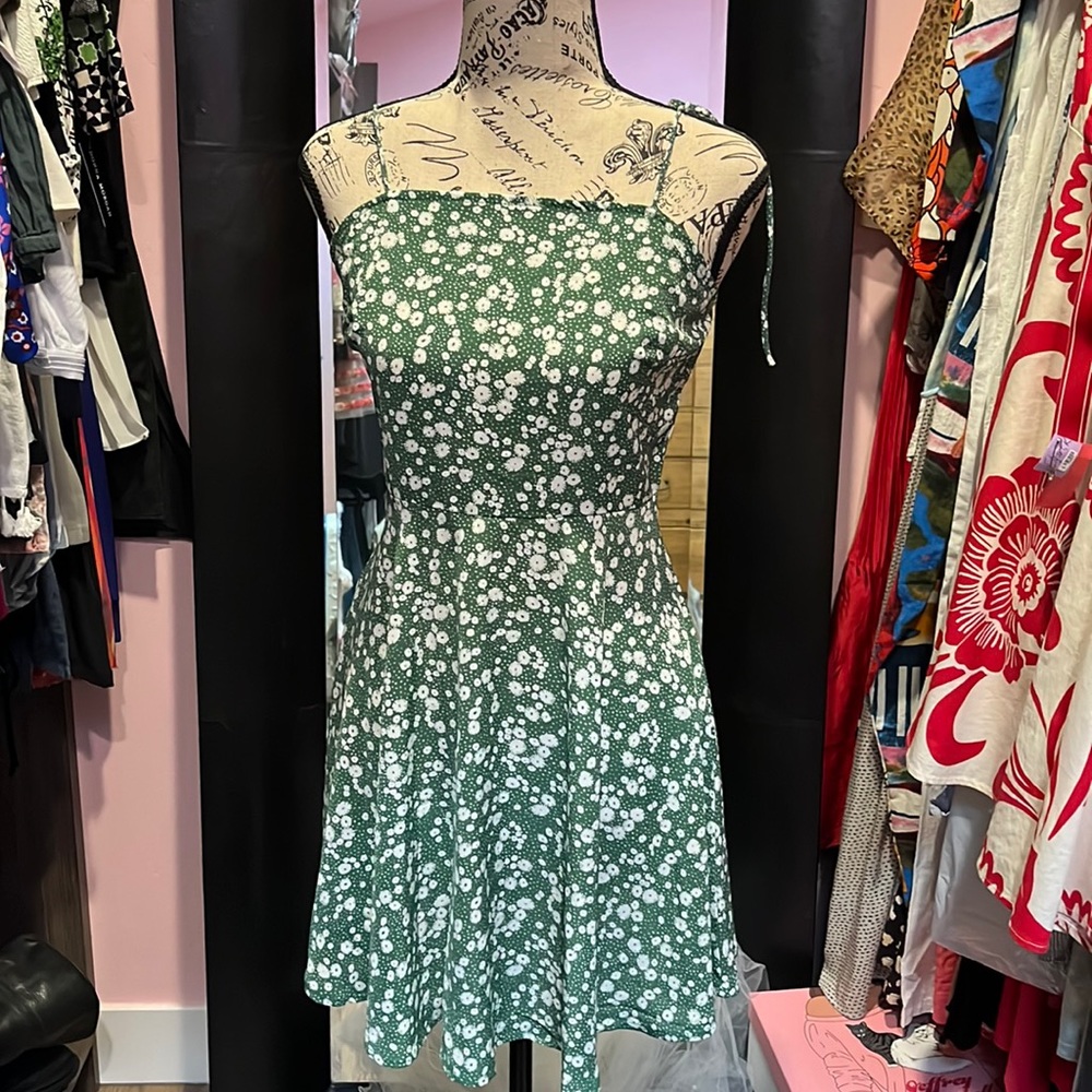 Green floral dress